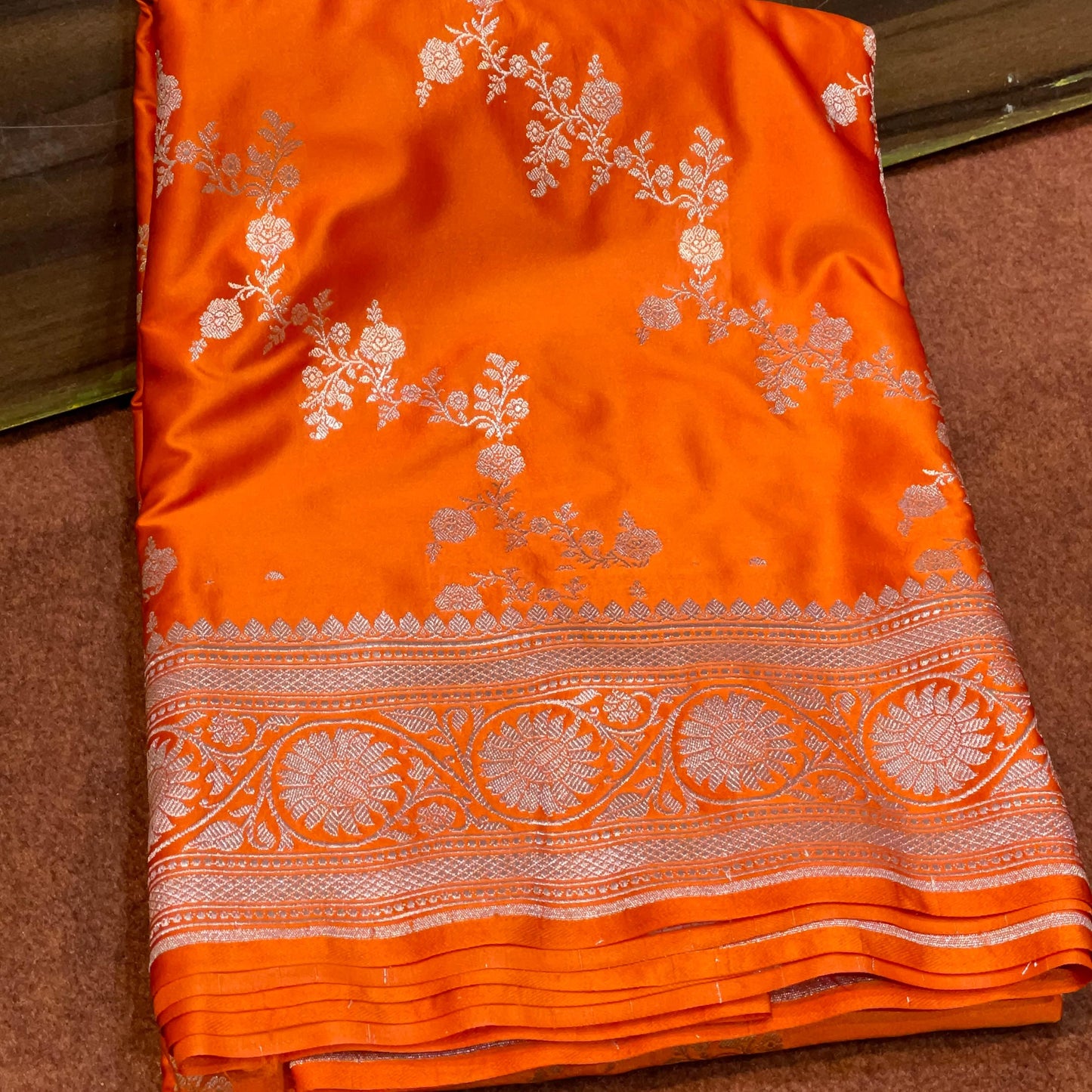 Fanta Orange Bright Colour Mashru Silk Saree