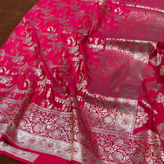 Katan Silk Sarees Water Zari Designer Jaal Sona Rupa Zari