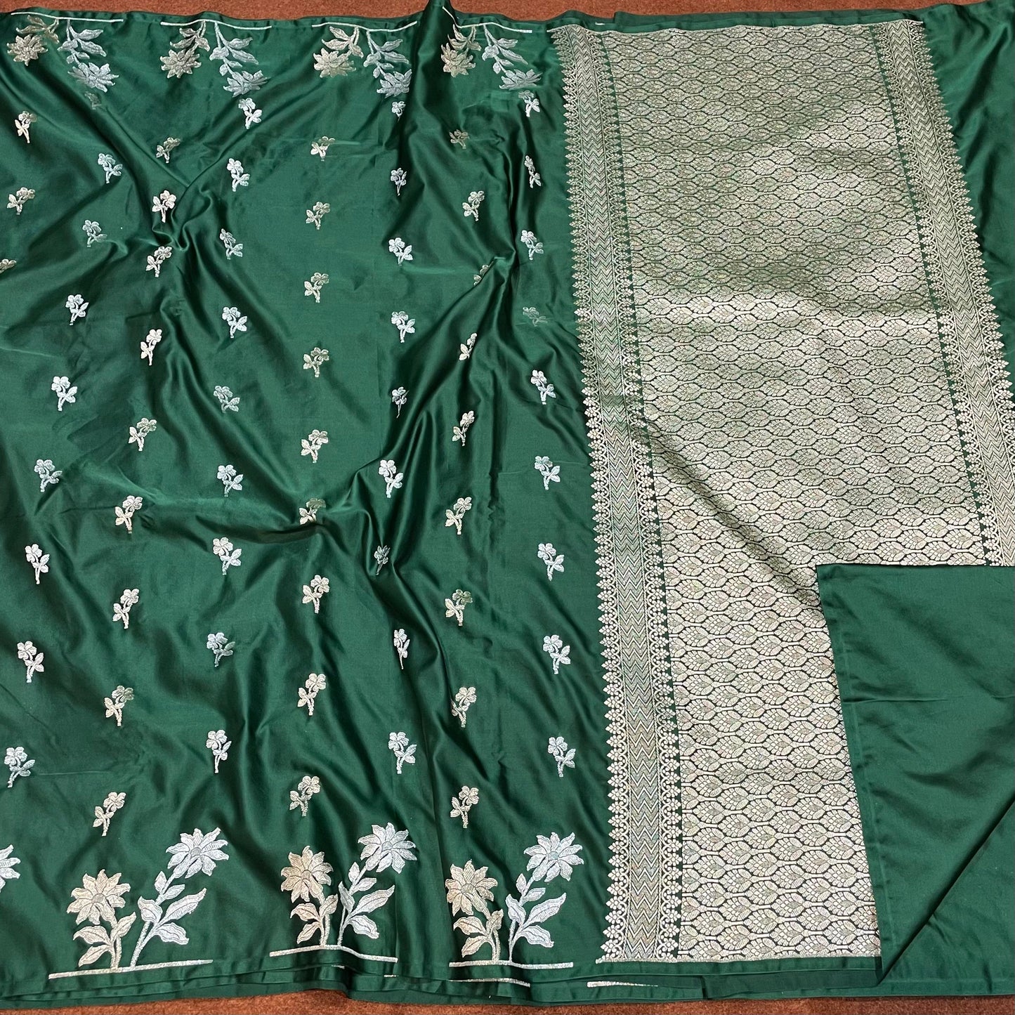 Banarasi Mashru Silk Row Mango Sona Rupa Buti Saree