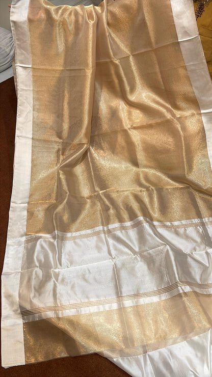Pure Banarasi Tissue Reshmi Zari With Satin Mashru Boder Saree [Dyeble pieces]
Blouse : Pure Silk
