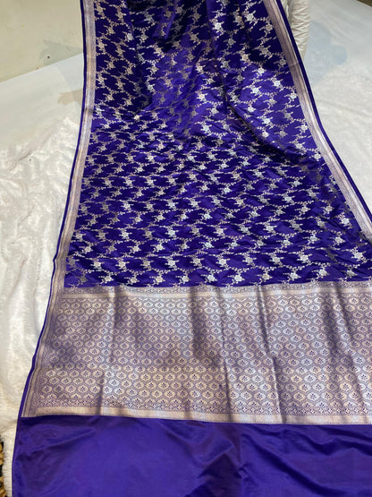 Mashru Silk Saree Lavender/Purple Color Sona Rupa Zari Buta Border