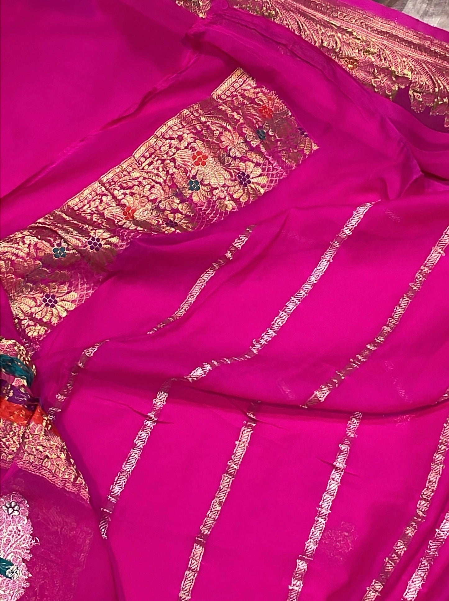 100% Authentic & Luxurious Pure Banarasi Khaddi Chiffon Georgette Saree Bridal Blush Royal Pink Colour