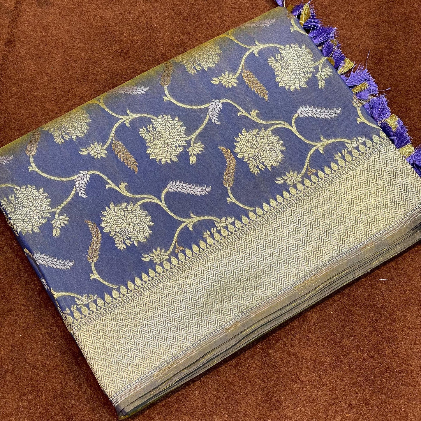 Unique Color Katan Silk Sarees Sona Rupa Antique Zari Jangla Weave