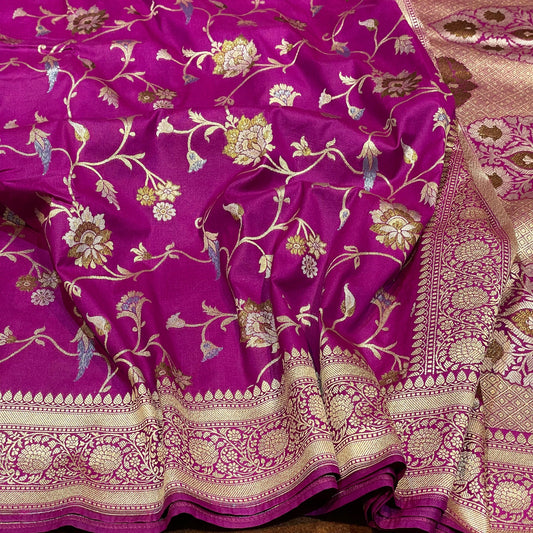 Katan Silk Saree Sona Rupa & Copper Antique Zari Jangla Weave