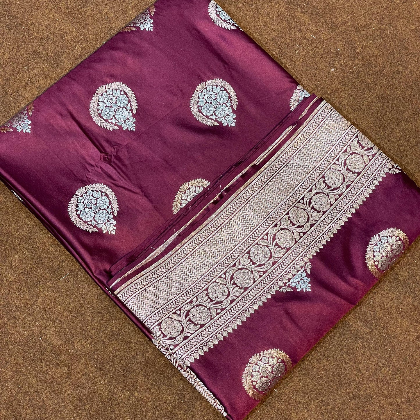 Mashru Silk Banarasi Saree Allover Water Gold Zari Weaving