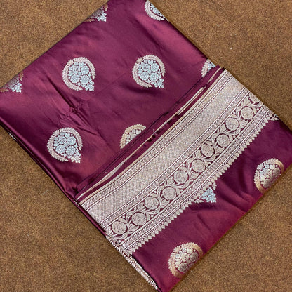 Mashru Silk Banarasi Saree Allover Water Gold Zari Weaving