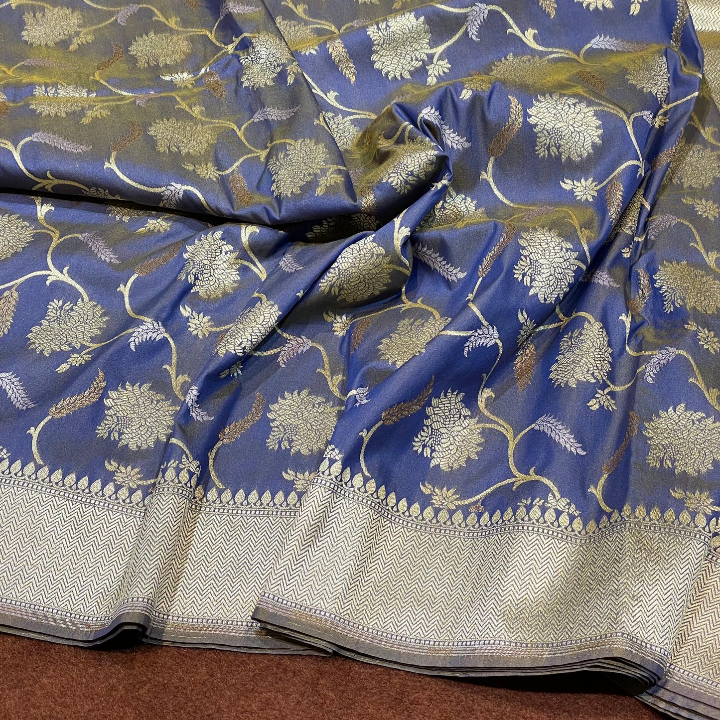 Unique Color Katan Silk Sarees Sona Rupa Antique Zari Jangla Weave