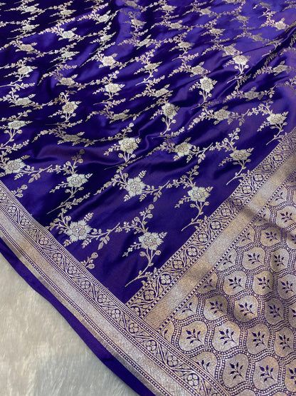 Mashru Silk Saree Lavender/Purple Color Sona Rupa Zari Buta Border