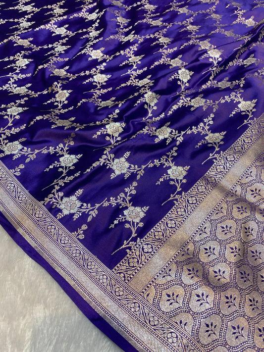 Mashru Silk Saree Lavender/Purple Color Sona Rupa Zari Buta Border