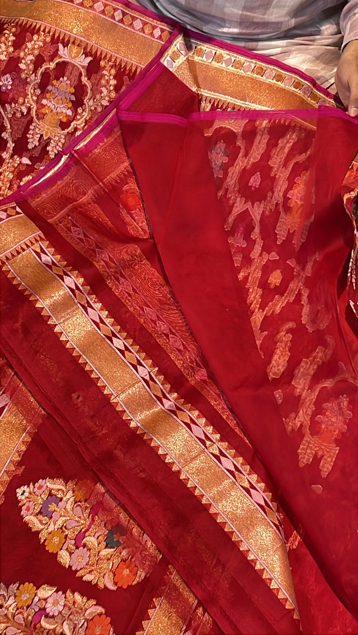 Pure Banarasi Heritage Premium Organza Iktara Nilambari (Cotton Zari)Tilfi Weaving Saree
