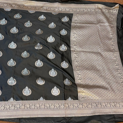 Mashru Silk Banarasi Saree Allover Water Gold Zari Weaving