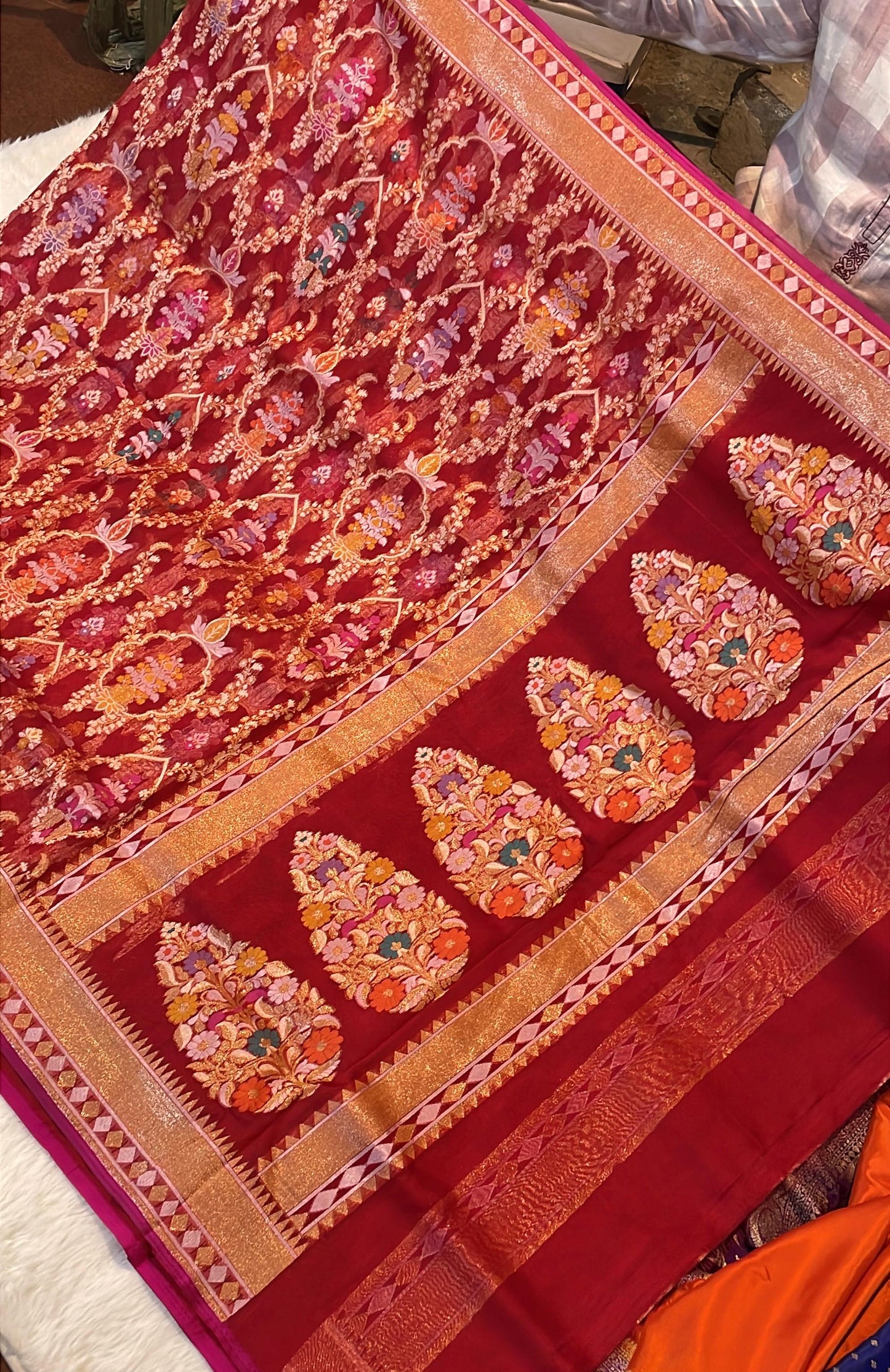 Pure Banarasi Heritage Premium Organza Iktara Nilambari (Cotton Zari)Tilfi Weaving Saree