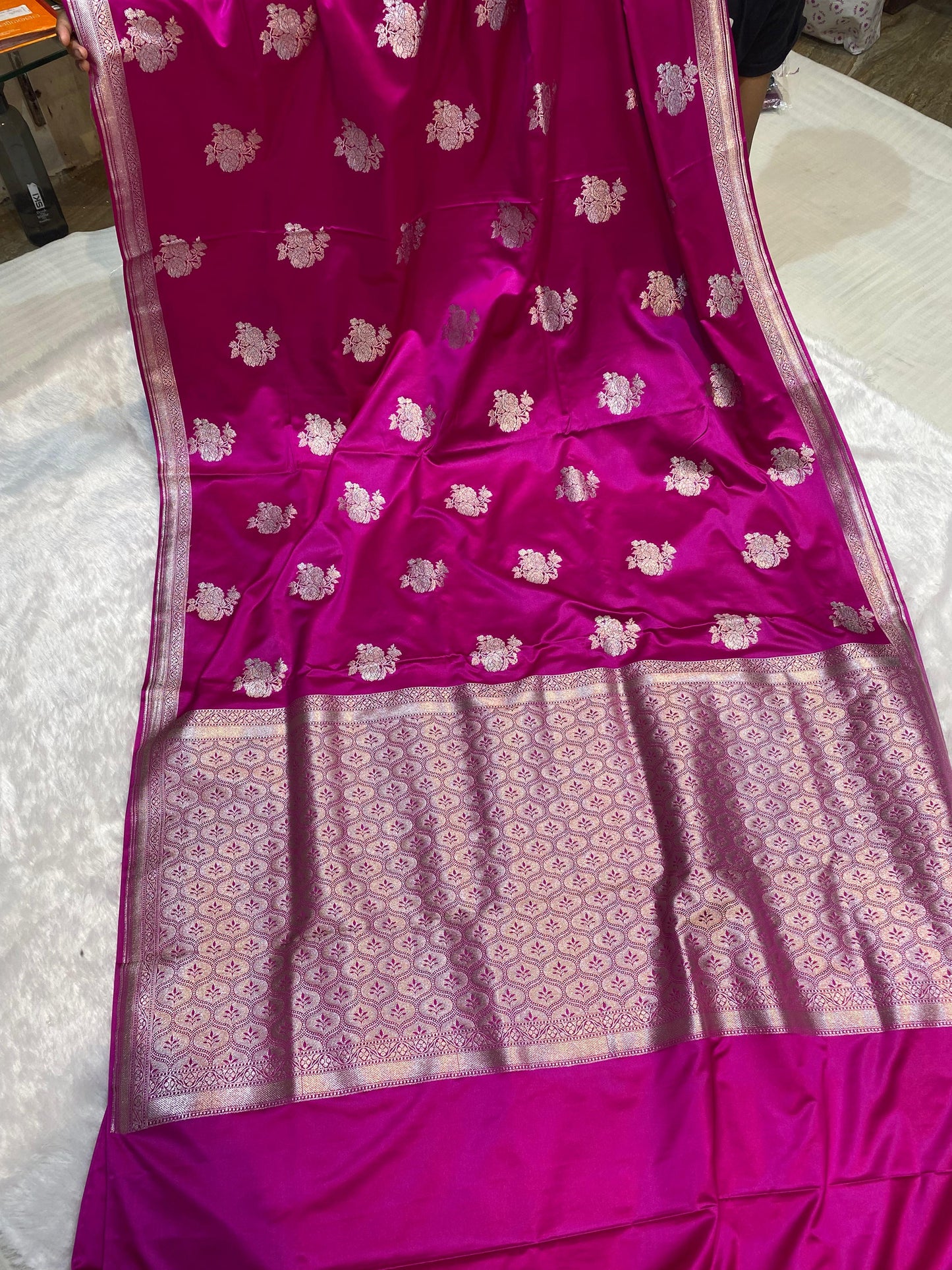 Mashru Silk Saree Rani Pink Sona Rupa Zari