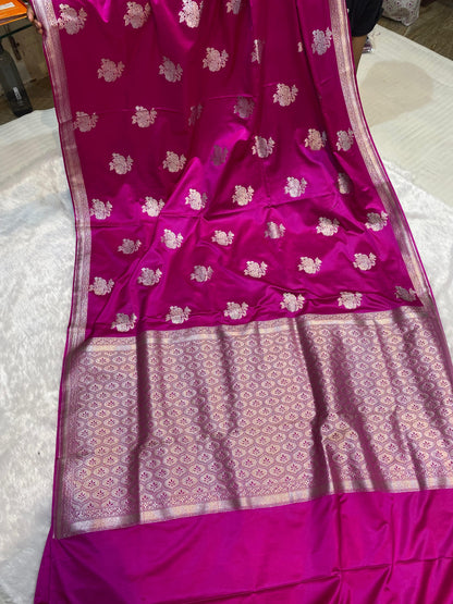 Mashru Silk Saree Rani Pink Sona Rupa Zari