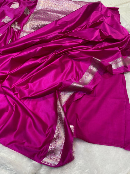 Mashru Silk Saree Rani Pink Sona Rupa Zari