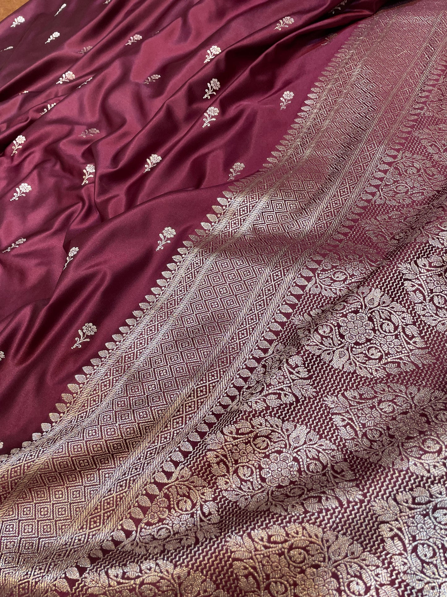 Maroonish Shade Mashru Silk Saree