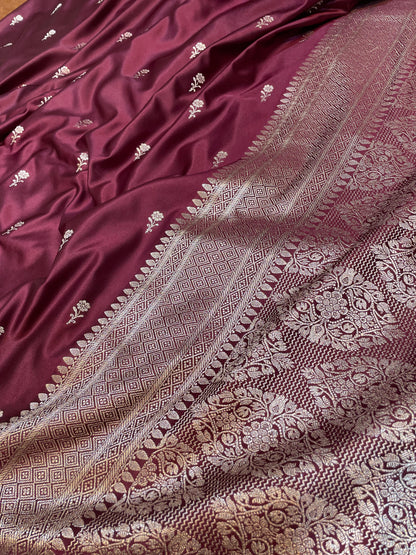 Maroonish Shade Mashru Silk Saree