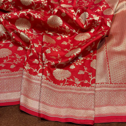 Katan Silk Saree Self Gold Zari Jangla Weave