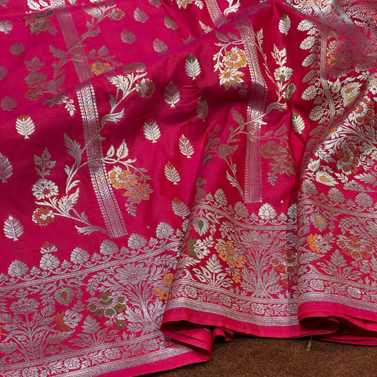 Katan Silk Saree Water Zari Meena Jangla Weave