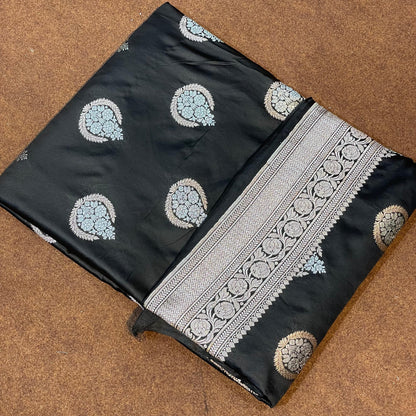 Mashru Silk Banarasi Saree Allover Water Gold Zari Weaving