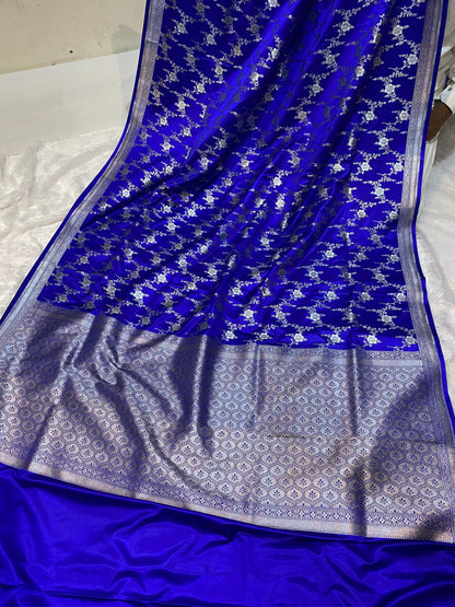 Mashru Silk Saree Royal Blue Color Sona Rupa Zari Buta Border