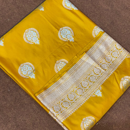 Mashru Silk Banarasi Saree Allover Water Gold Zari Weaving