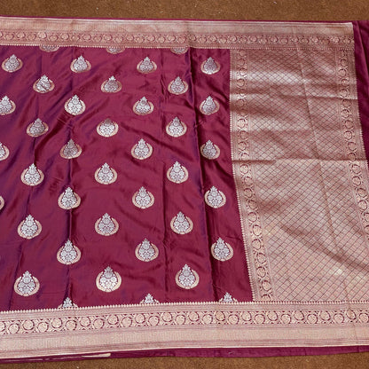 Mashru Silk Banarasi Saree Allover Water Gold Zari Weaving