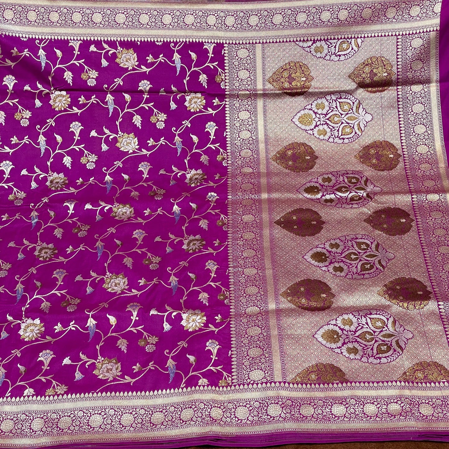 Katan Silk Saree Sona Rupa & Copper Antique Zari Jangla Weave