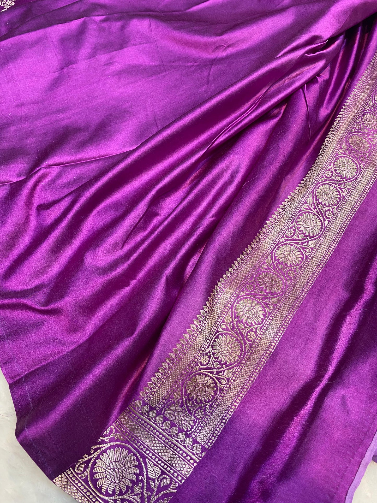 Mashru Silk Saree Royale Plum Glow Color With Floral Border MSW27