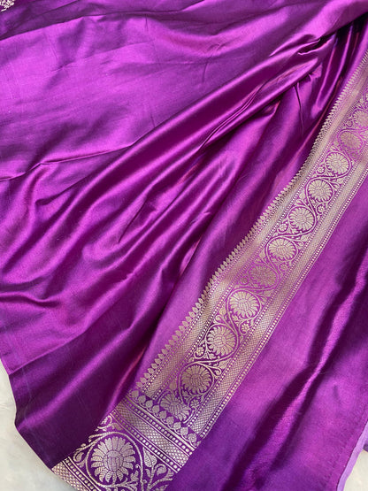 Mashru Silk Saree Royale Plum Glow Color With Floral Border MSW27