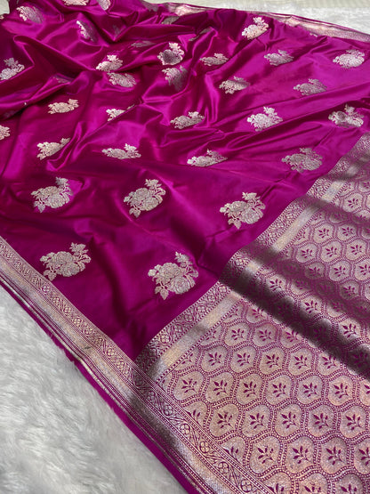 Mashru Silk Saree Rani Pink Sona Rupa Zari