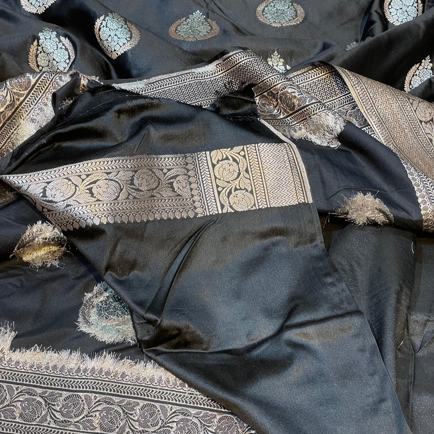 Mashru Silk Banarasi Saree Allover Water Gold Zari Weaving