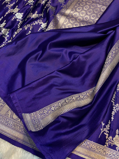 Mashru Silk Saree Lavender/Purple Color Sona Rupa Zari Buta Border