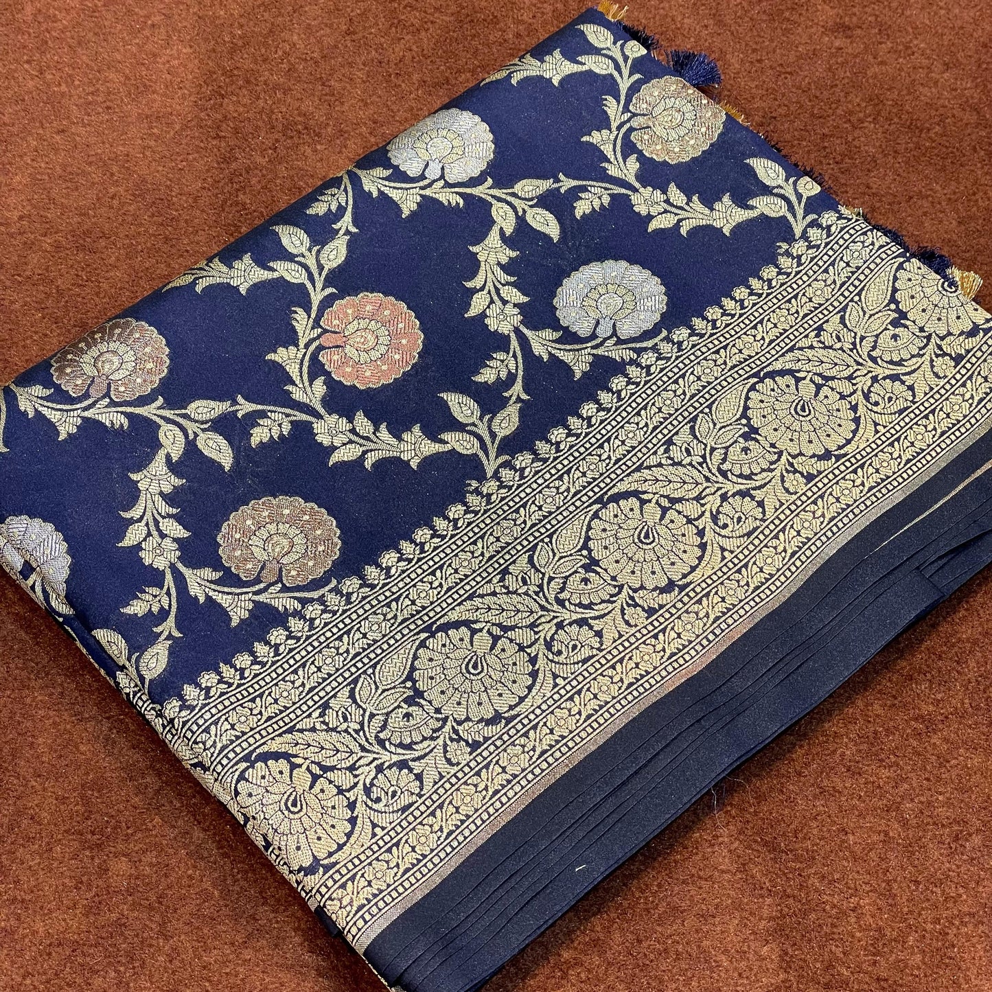 Katan Silk Sarees Sona Rupa Antique Copper Zari Weave Jangla Weave