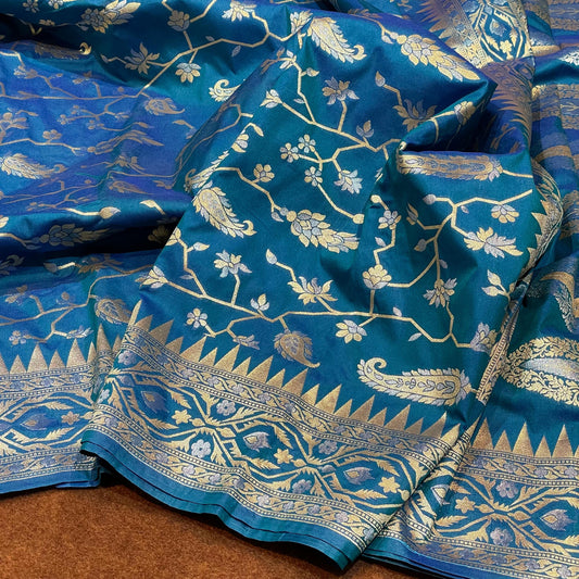 Dhakai Jaal Katan Silk Saree Sona Rupa Zari Jangla Weave