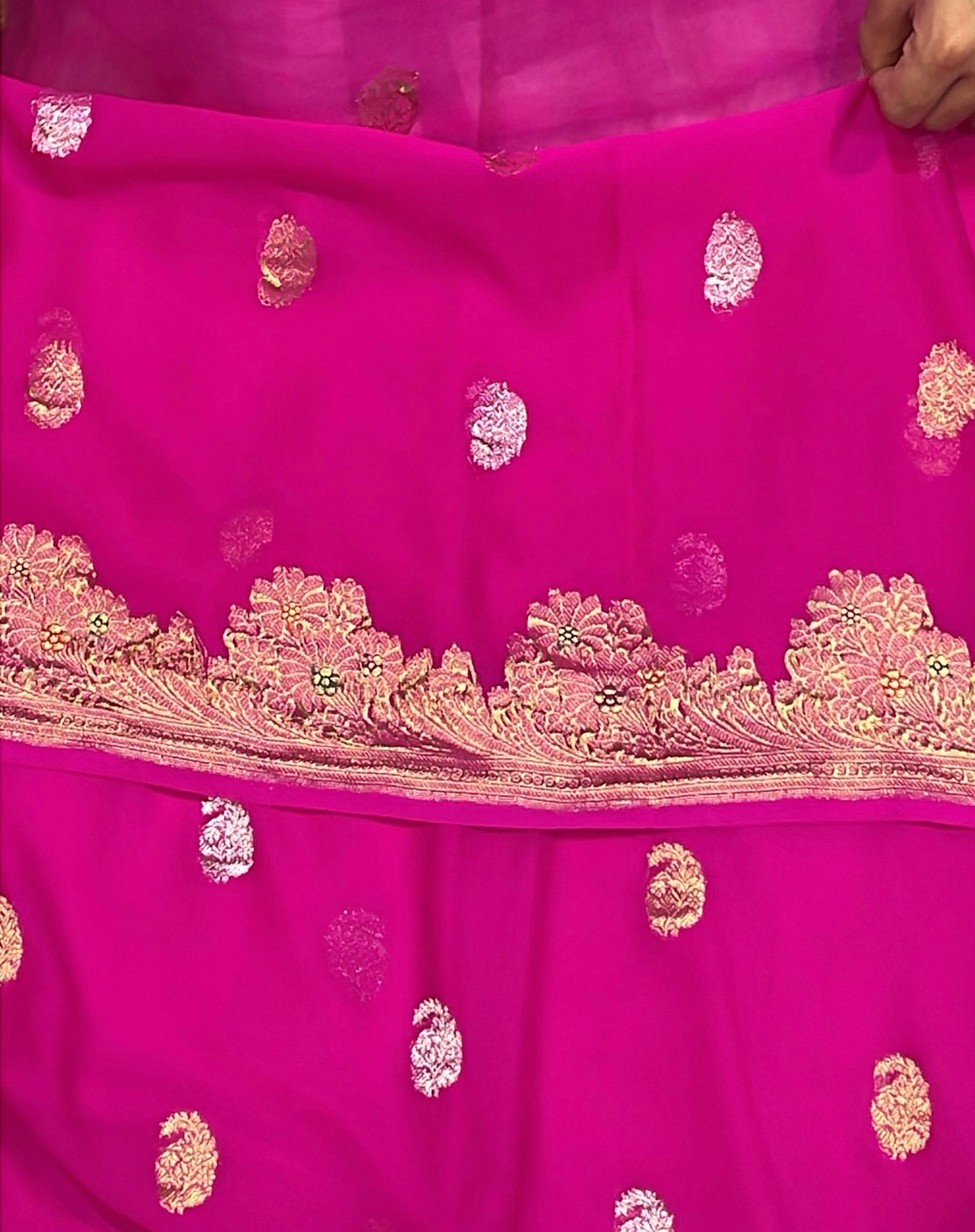 100% Authentic & Luxurious Pure Banarasi Khaddi Chiffon Georgette Saree Bridal Blush Royal Pink Colour