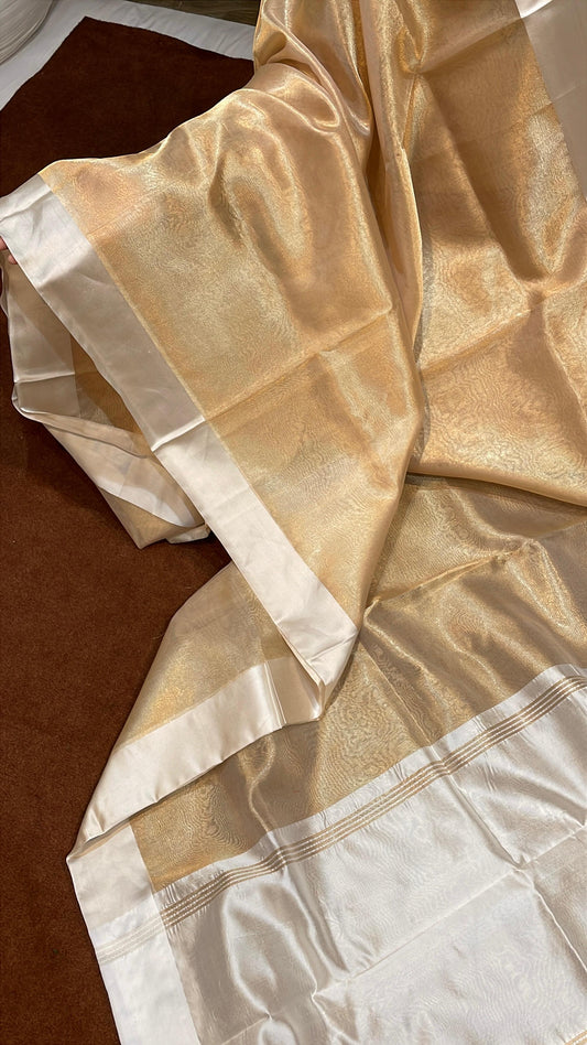 Pure Banarasi Tissue Reshmi Zari With Satin Mashru Boder Saree [Dyeble pieces]
Blouse : Pure Silk