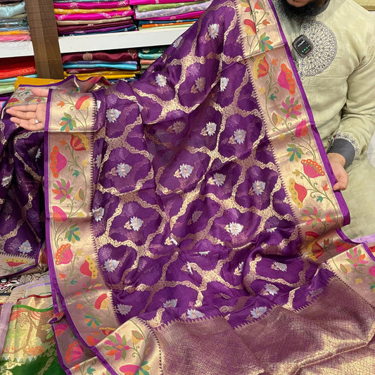 Katan Silk Sarees with scalop border