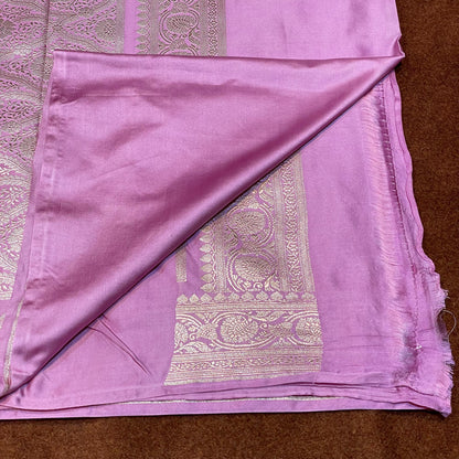 Pure Banarasi Lilac Purple Color With Floral Border  Mashru Silk Saree MSW-109